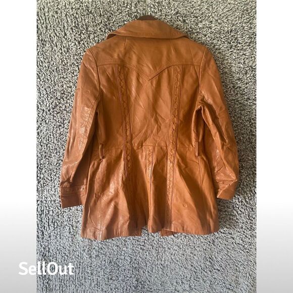 Vintage Montgomery Ward Women's Leather Jacket Brown Size 8 - Picture 7 of 9